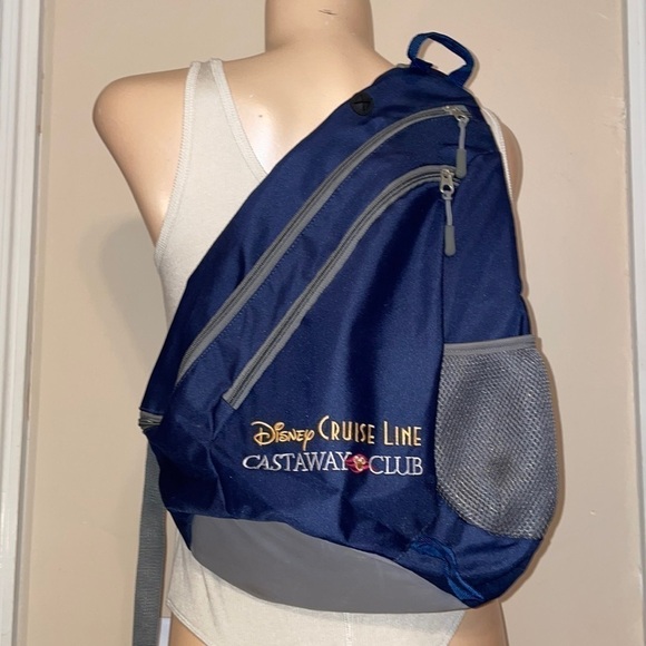 Disney Handbags - Disney backpack sling bag  blue grey travel wdw cruise line castaway club zip